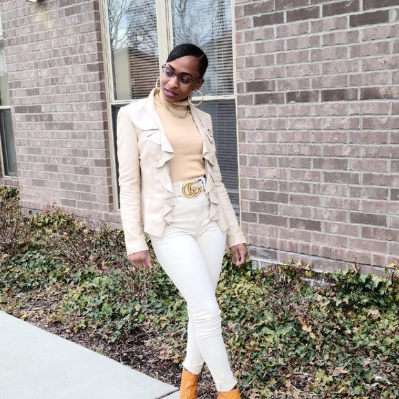 White House Black Market Ruffle leather jacket XS - Picture 7 of 7